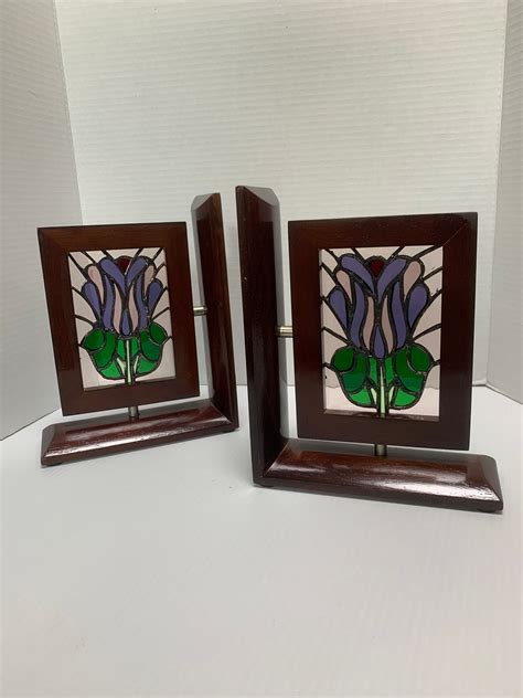 Picture Frame Stained Glass Bookends Etsy