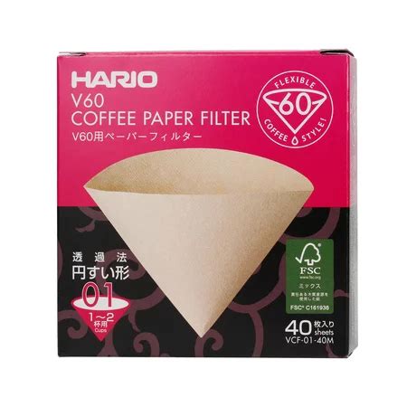 Hario Misarashi Unbleached Paper Filters V60 01 40 Pcs Green Plantation