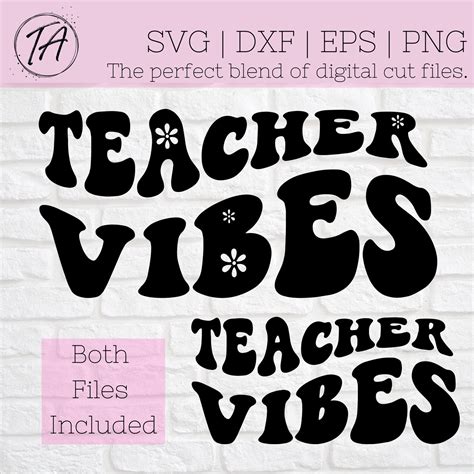 Teacher Vibes Svg Teacher Svg Teacher Svg Design Retro Etsy Uk