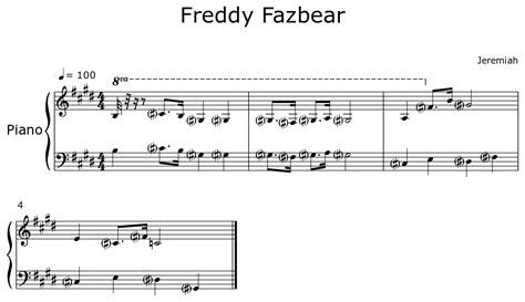 Freddy Fazbear Sheet Music For Piano