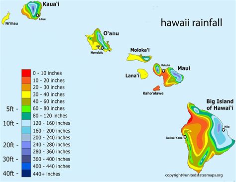 hawaii rainfall map rainfall map  hawaii