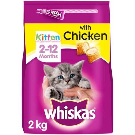 Whiskas Kitten Complete Dry Cat Food Biscuits Chicken 2kg Wilko