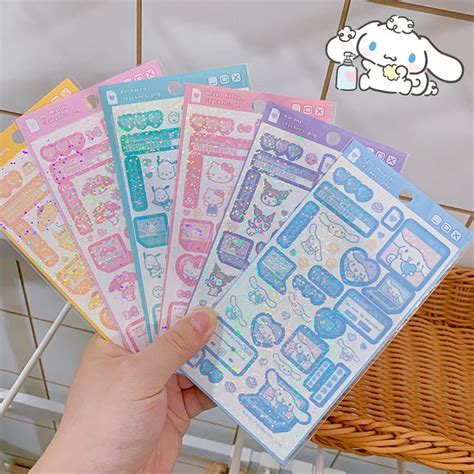 Kawaii Anime Sanrio Stickers Cartoon Girl Heart Stickers Sanrio Flash