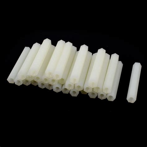 Uxcell 40mm M3 Female Thread White Nylon Pcb Spacer Hex Stand Off Pillar 30pcs Harfington