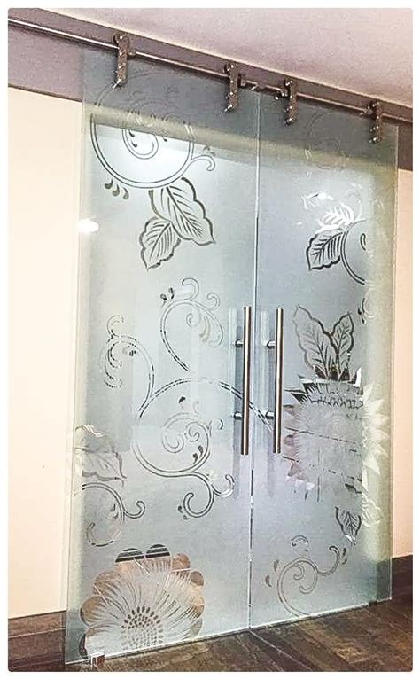 Ornate Glass Pocket Door with Floral Design