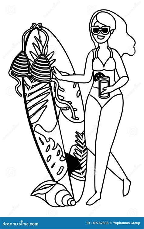 Muchacha Con Dise O Del Traje De Ba O Del Verano Ilustraci N Del Vector