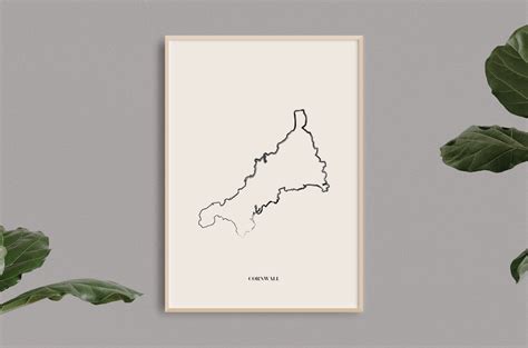 Cornwall Map Print English County Print Cornwall Art Cornwall