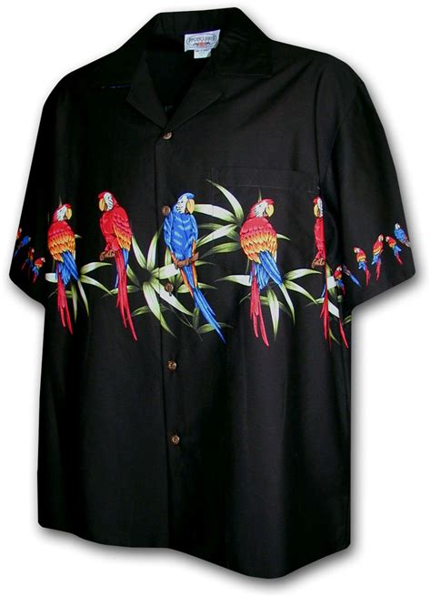 Chemise Hawaienne Black Parrots