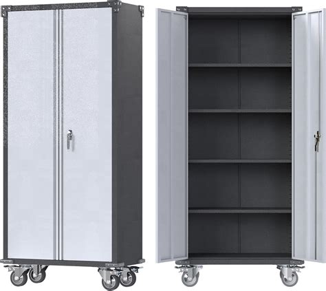 Amazon Waqiv Metal Storage Cabinet With Wheels Garage Cabinet With