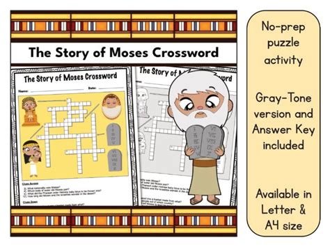 The Story Of Moses Crossword Puzzle Printable Teaching Resources