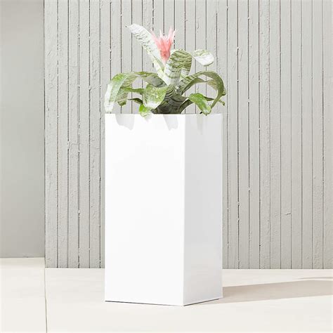 Blox Tall White Modern Indoor Outdoor Planters Cb