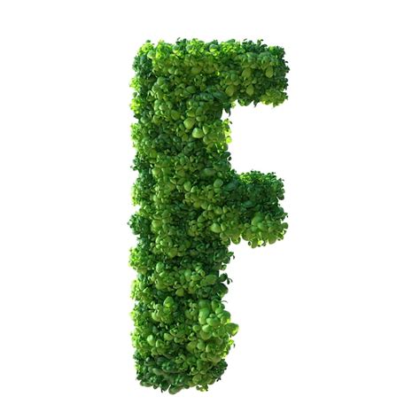 Lettre De L Alphabet 3d F Plante Verte Feuilles Herbe Mousse Basilic