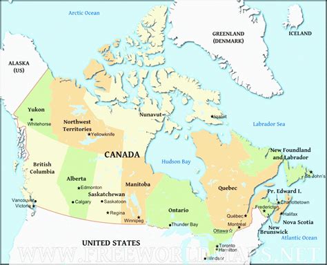 Canada Map With Capital Cities