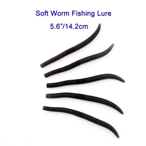 20pcs 4bags Soft Plastic Worm Fishing Lures Sea Fishing Long Black Soft ...