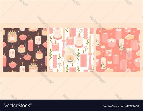 A set of patterns with candles of various shapes Vector Image