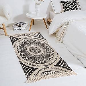 Amazon Seavish Tufted Cotton Rug 2 3 X 5 2 Black Mandala Boho Rug