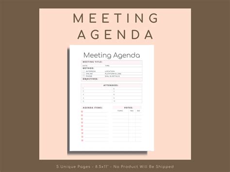 Meeting Minutes Template, Meeting Agenda Planner, Business Notes ...