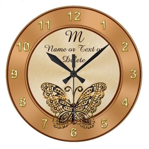 Gorgeous Vintage Gold Butterfly Clock Personalized