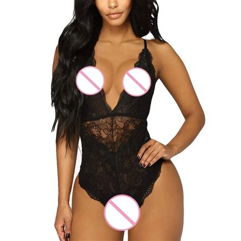 New Women Deep V Sexy Seamless Adjusted Straps Solid Lace Bodysuit