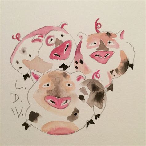 Three Dirty Pigs Painting By Lance David White Fine Art America