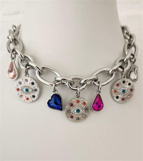 Collar colgante de protección contra el mal de ojo cadena de plata