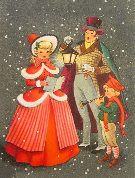 Caroling at Christmas. | Vintage christmas images, Vintage christmas cards, Vintage christmas