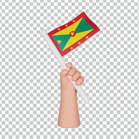 Mano 3d Que Sostiene Una Bandera De Granada Archivo PSD Premium