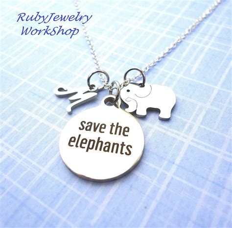 Save The Elephants Chain Necklace Elephant Charm All | Etsy