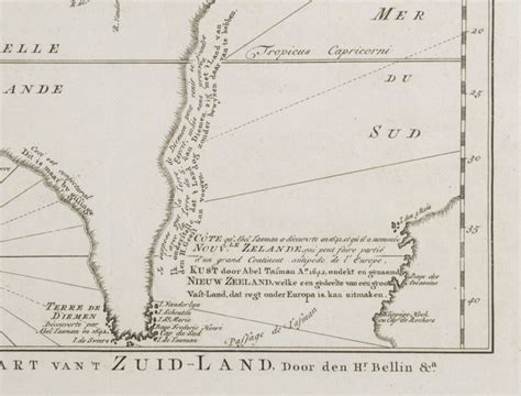 JACQUES BELLIN Carte Reduite Des Terres Australes Par Le Sr Bellin