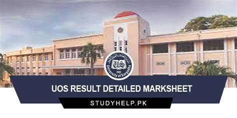 Uos Result Detailed Marksheet University Of Sargodha