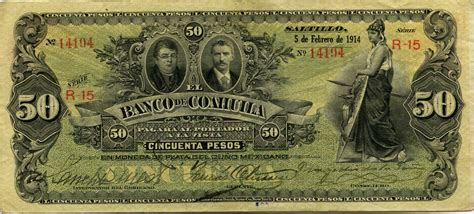 Mexico Banknotes 50 Pesos Banknote Of 1914 El Banco De Coahuilaworld