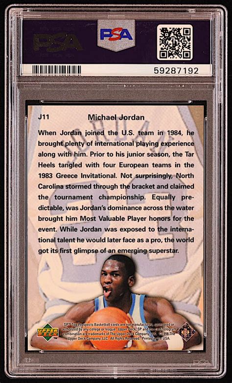 Michael Jordan 1998 SP Top Prospects Phi Beta Jordan J11 PSA 8