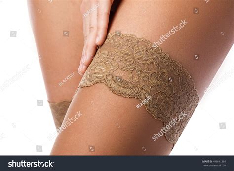Female Legs Nude Stockings On White Stock Photo 496641364 Shutterstock