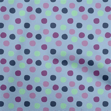 Oneoone Cotton Poplin Dusty Blue Fabric Dot Sewing Material Print