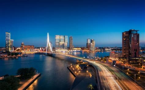 Download wallpapers Erasmus Bridge, Rotterdam, cable-stayed bridge ...