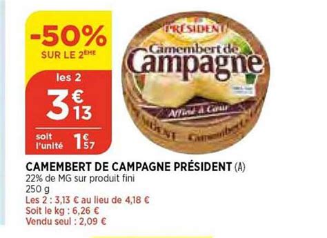 Offre Camembert L extra Fondant Président chez Supeco