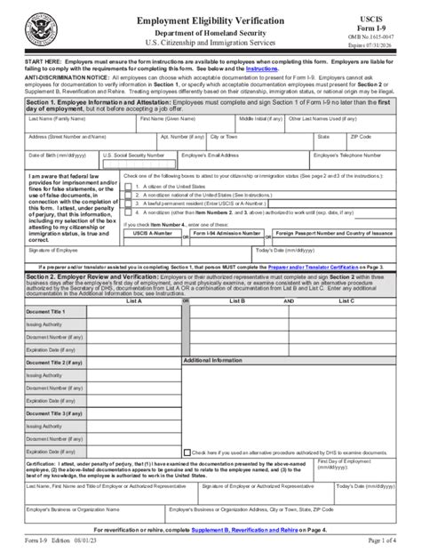 2023 2025 Form Uscis I 9 Fill Online Printable Fillable Blank