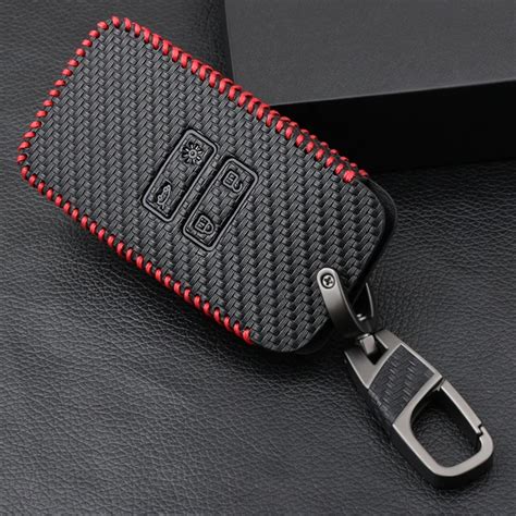 Carbon Fiber Style Leather Car Key Cover Set For Renault TALISMAN