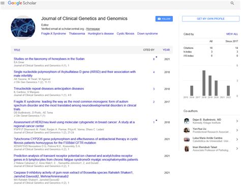 Journal of Clinical Genetics and Genomics | Open Access Journals