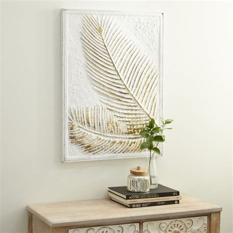 Bay Isle Home Metal Relief Palm Leaf Home Wall Decor With Gold