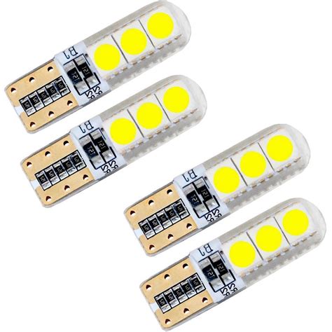 Kit 4 Lampada T10 6 Led Cob Super Branca Pingo Luz 6000K Submarino