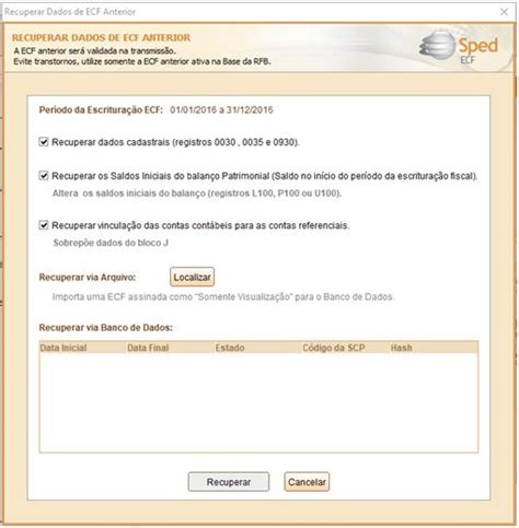 Como recuperar a ECD e a ECF anterior para geração da ECF atual