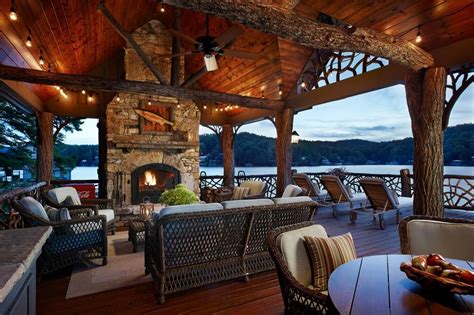 56 Romantic Rustic Outdoor Kitchen Designs With Fireplace Roundecor Rustic Lake Houses