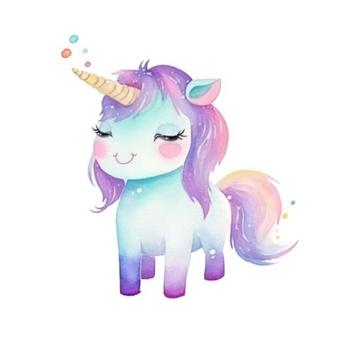 Una Ilustraci N En Acuarela De Un Unicornio Con Pelo De Arco Ris Y