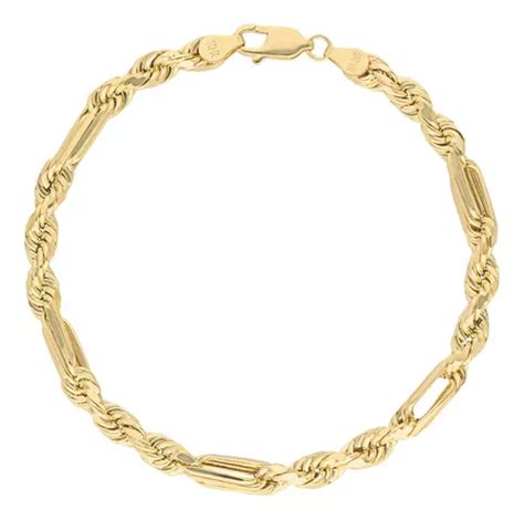 Pulsera Pulso Esclava Oro 10k Torzal Figaro 4 5mm 21cm Italy Envío gratis