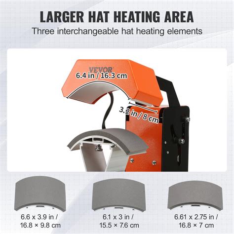 VEVOR Hat Heat Press Auto Cap Heat Press 3 Heating Pads Sublimation ...