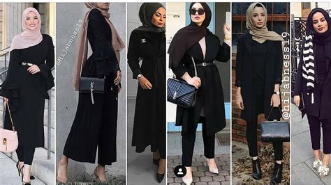 لعاشقات اللون الأسود🖤 تنسيقات ملابس للمحجبات لشتاء 2020 Black Lookbook