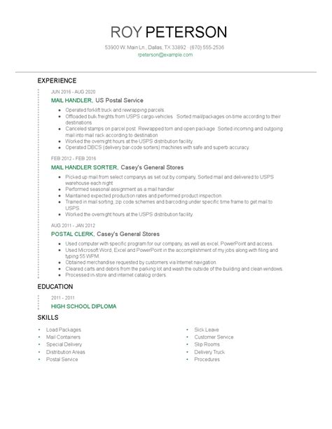 Mail Handler Resume Examples And Tips Zippia