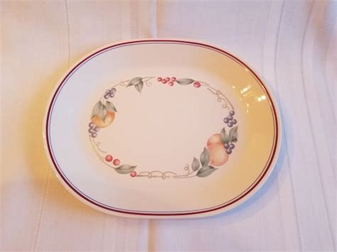 Vintage Corelle Abundance Serving Platter Beige Fruit Pattern