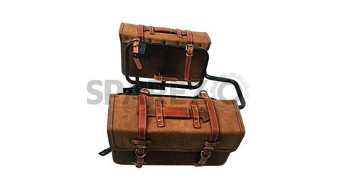 Royal Enfield Himalayan Pannier Rails And Leather Bags Pair Brown Tan